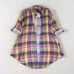 New‎ Torrid 1X Open Front Gauze Happy Plaid Kimono Shirt Festival Boho
